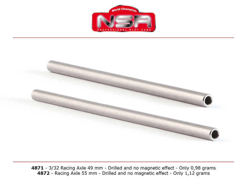 NSR-4872 Race axle (3/32x55mm) Drilled & no Magnetic Effect (1pc)