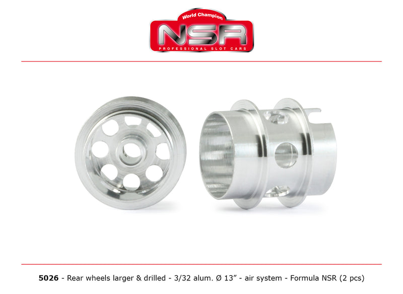 NSR-5026 - Aluminium Rear Air, Drilled Wheels w/Inner Tube (Ø13x13)mm